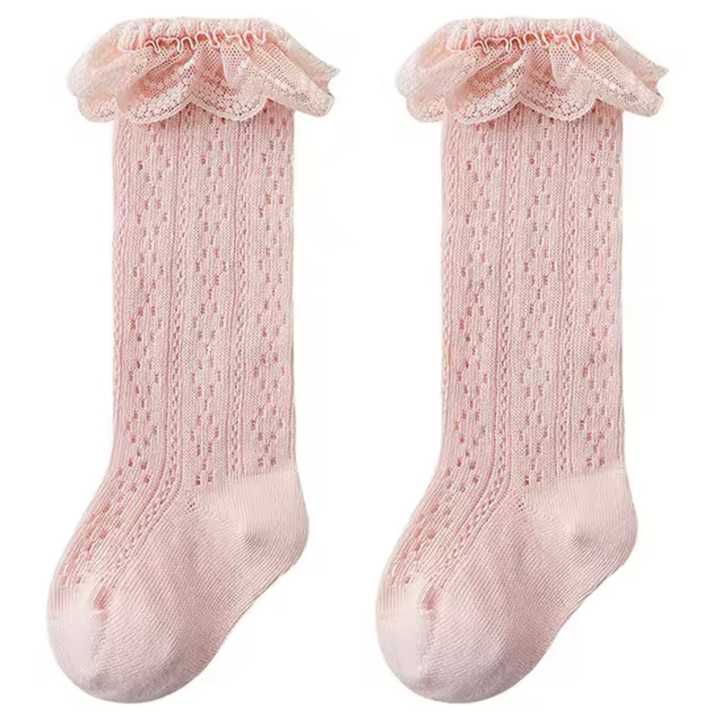 Freya Lace Ruffle Socks Pink