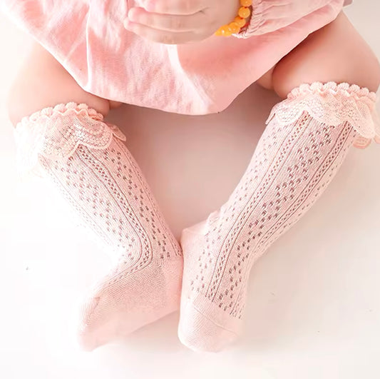 Freya Lace Ruffle Socks Pink