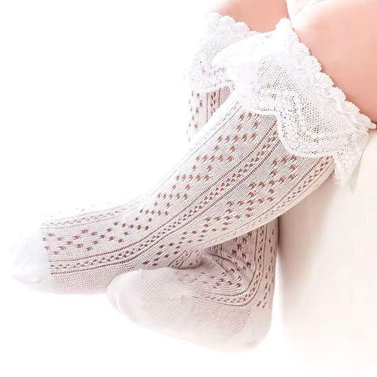 Freya Lace Ruffle Socks White