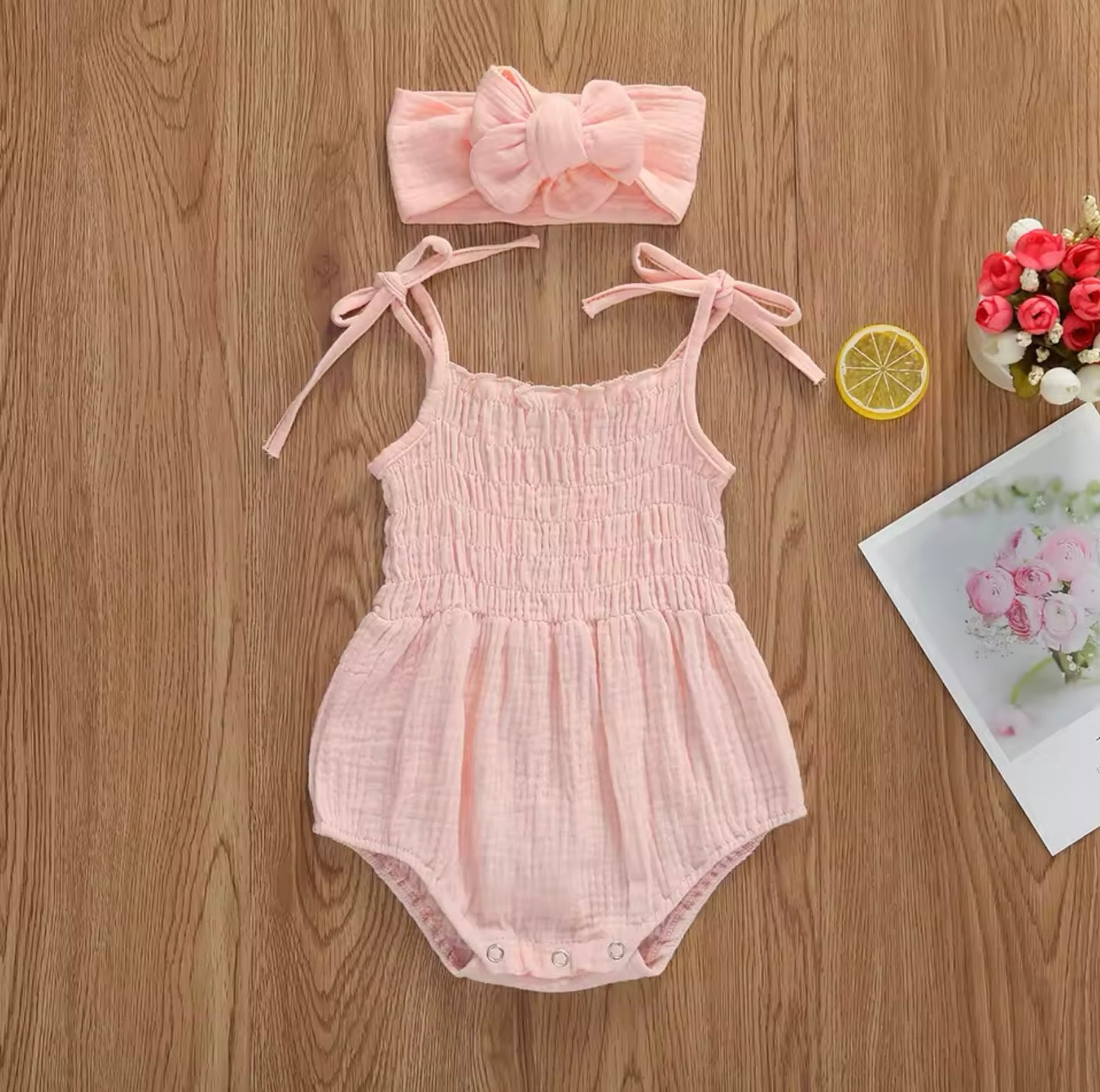 Pippa Romper with Bow Hairband