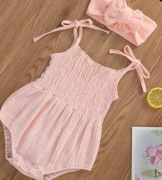 Pippa Romper with Bow Hairband