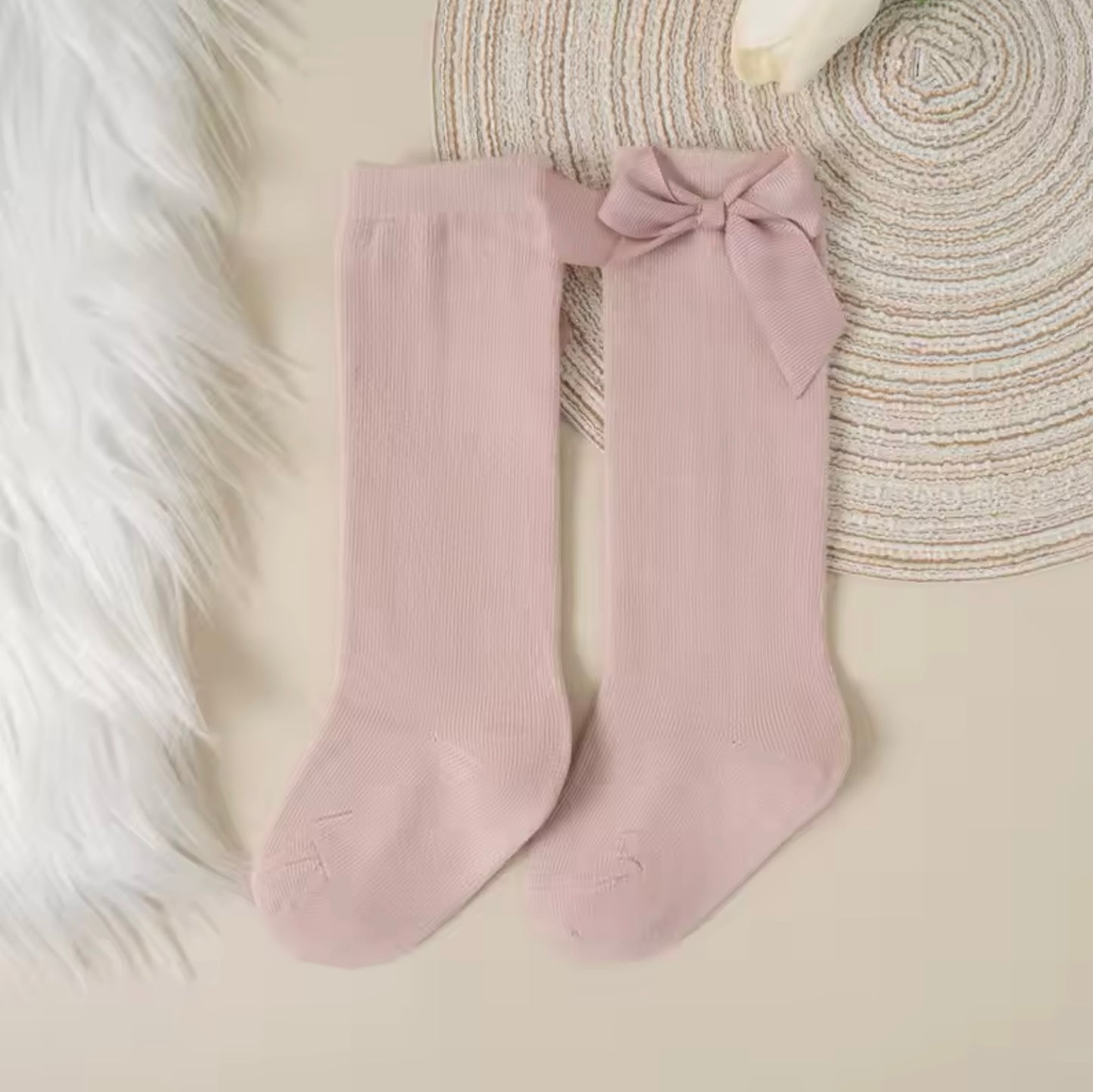 Blush Pink Bow Socks