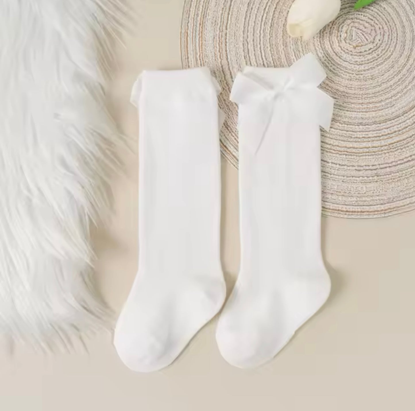 White Bow Socks